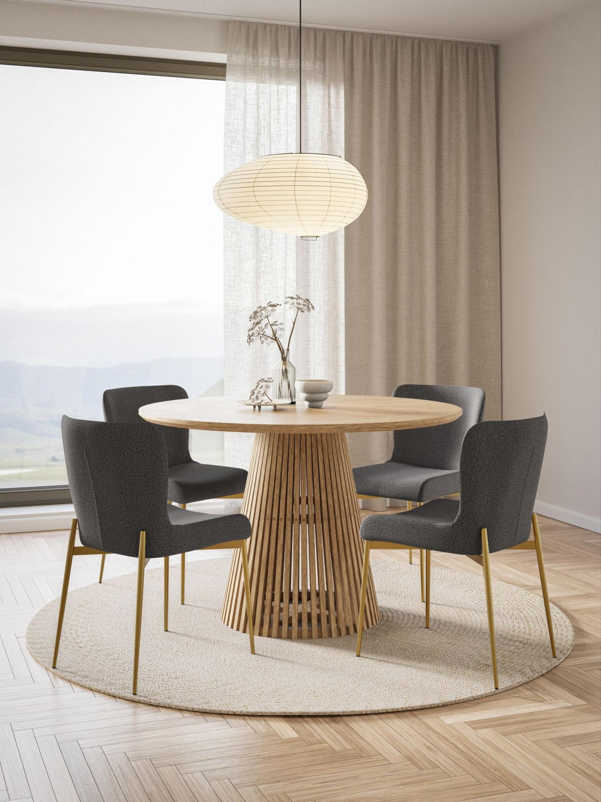 POLSTERSTUHL Neul Grau / Gold mit Bouclé-Bezug - Goldfarben/Grau, Textil/Metall (50/81/54.5cm) - Selsey