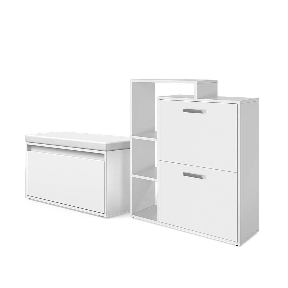SKOHYLLAN Orlando Vit 2 delar, med bänk 90/80/39 cm