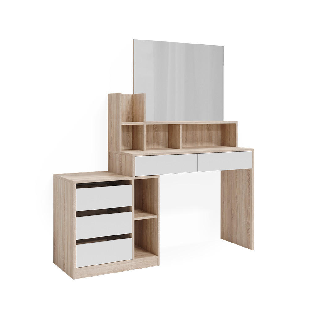 SCHMINKTISCH Anja Weiß/Sonoma 139.8 cm - Weiß/Sonoma Eiche, Holzwerkstoff (139.8/115/40cm) - Vicco