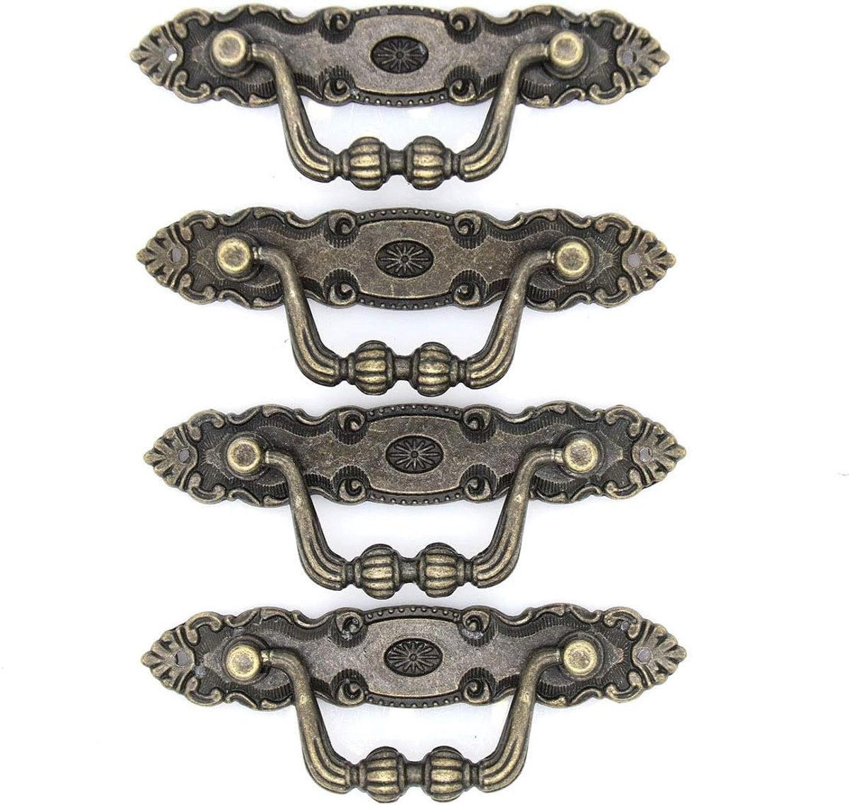 SCHRANKGRIFF 4er-Set Bronze Vintage Metall Lochabstand 87 mm mit Schrauben - Bronzefarben, Metall (3.9/1/11cm) - MCBOSON