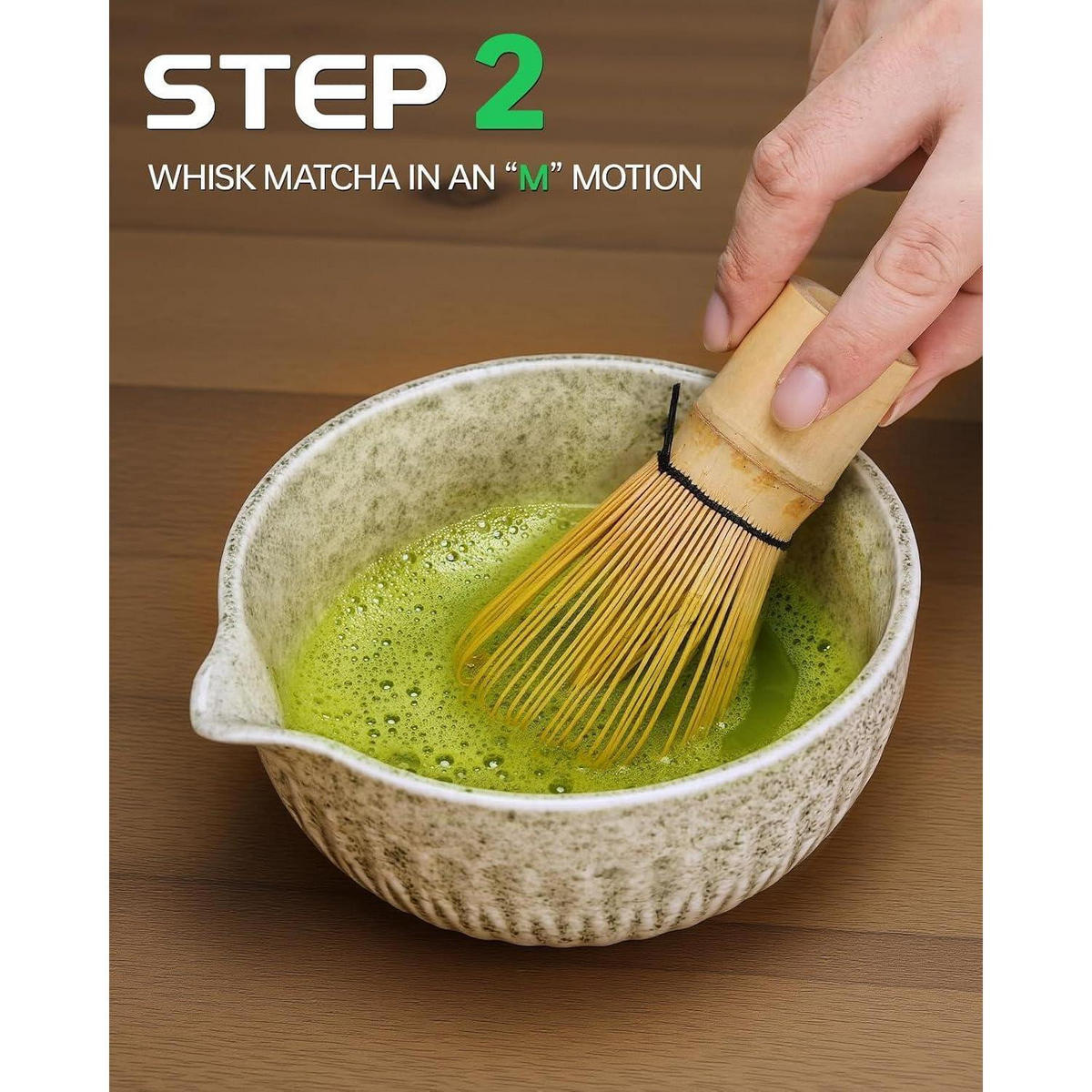 MATCHA Set 7-teiliges traditionelles Set mit Bambus-Schneebesen und Schale - Schwarz, Keramik (15/10/20cm)