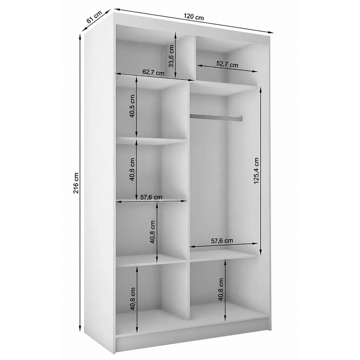 KLEIDERSCHRANK Steria 120 cm Graphit Griffe silber - Graphitfarben, Holzwerkstoff (120/216/61cm) - KS Home Concept