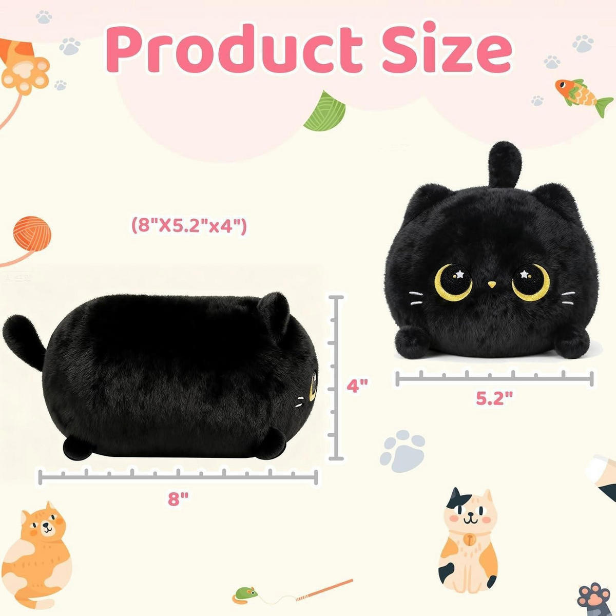 PLÜSCHKISSEN Schwarze Katze 20 cm - Schwarz, Textil (13.2/20.3cm)