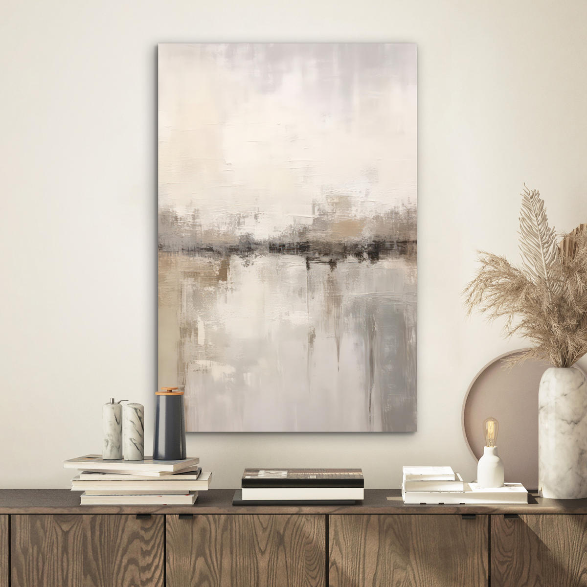METALLBILD Moderne Kunst - Abstrakt - Beige 40x60 cm - Beige, Metall (40/60cm) - MuchoWow