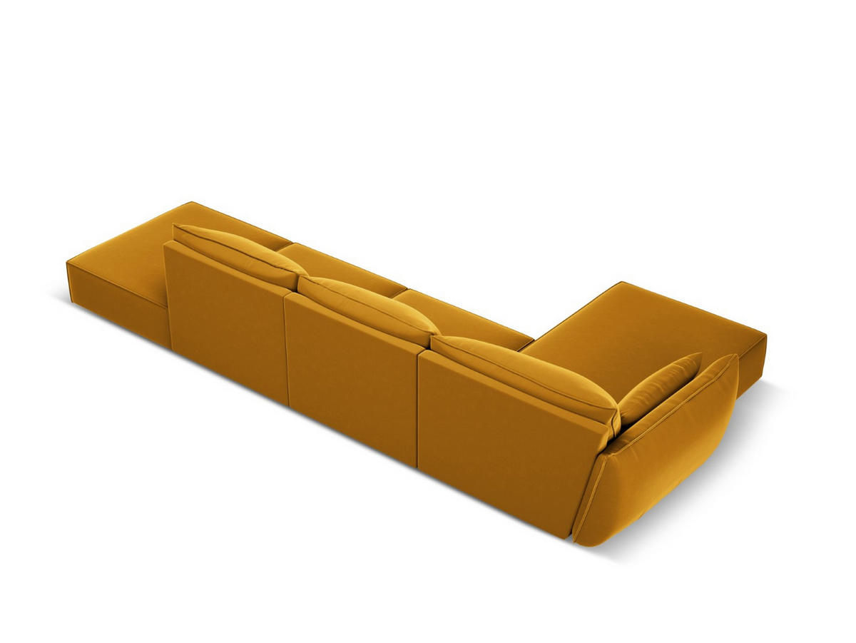 ECKSOFA links Kaelle aus Samt gelb 5 Sitzplätze - Gelb, Textil (171/364cm) - Micadoni