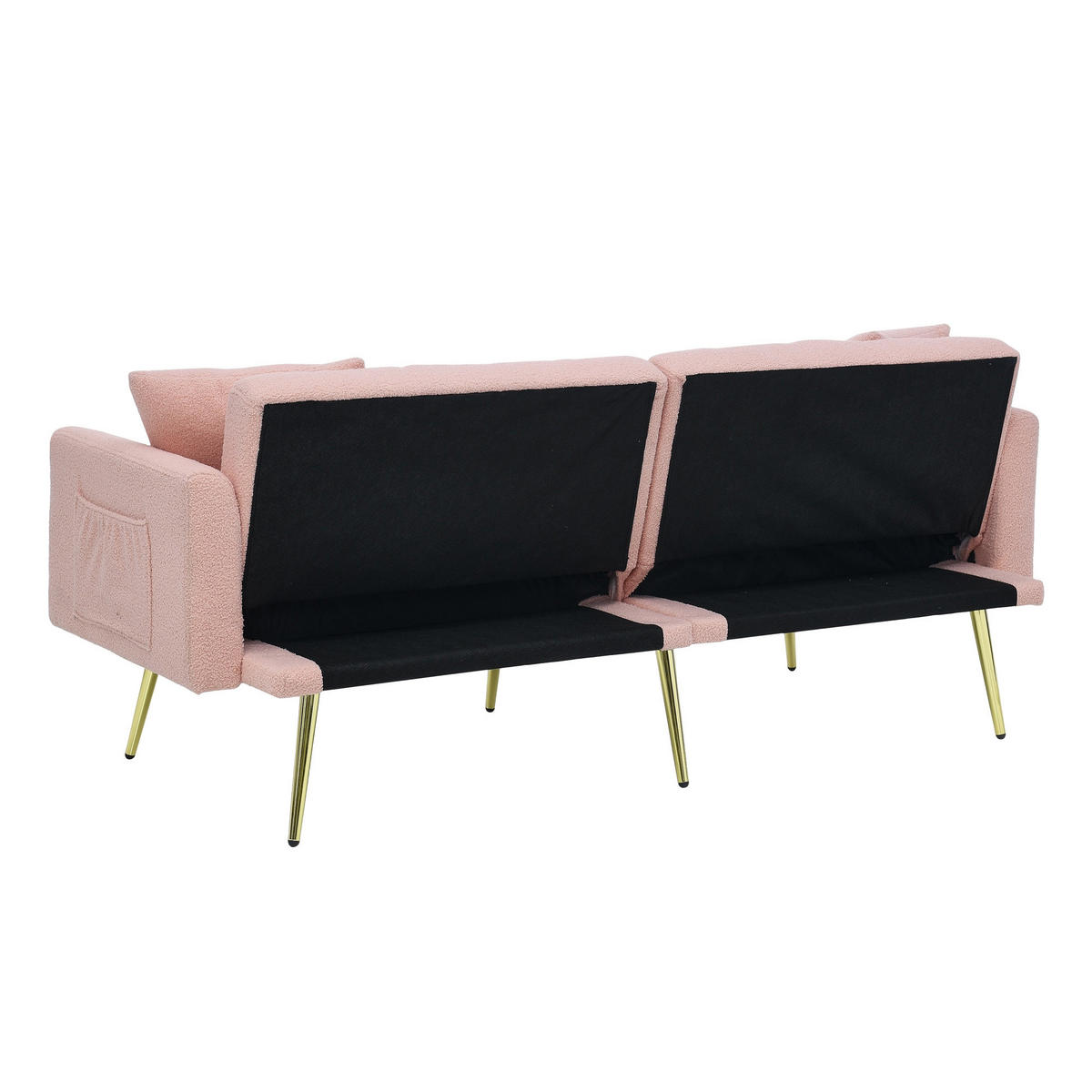 SCHLAFSOFA 177/78/74 cm in Pink Teddyfell mit Aufbewahrungstasche - Rosa, Textil (177/74/78cm) - Oxeza