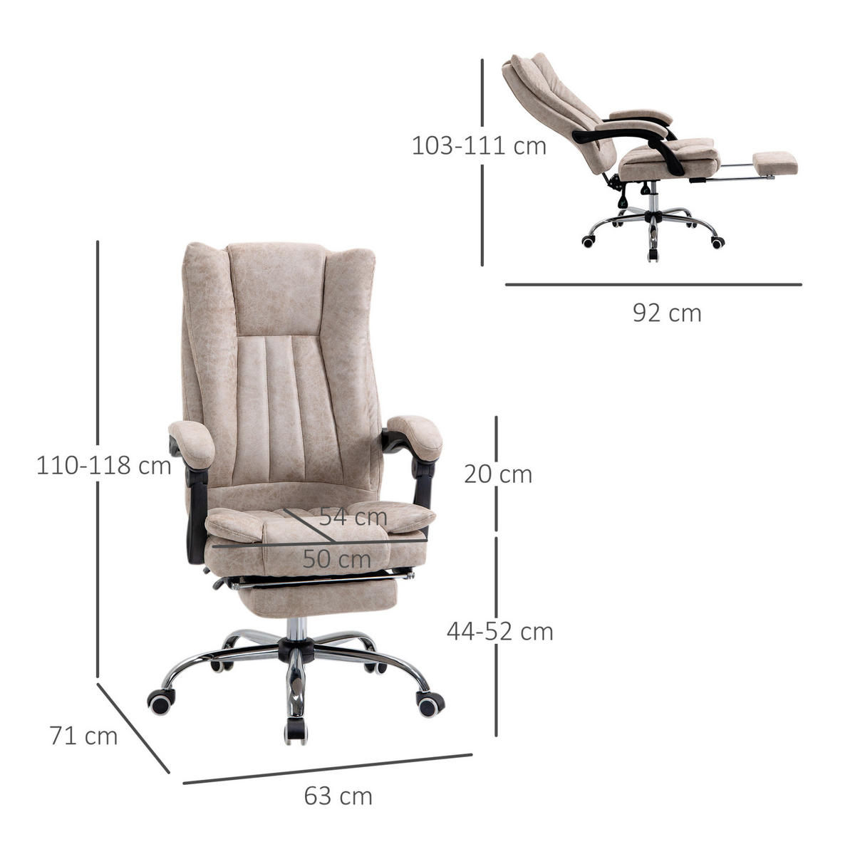DREHSTUHL, ergonomisch, höhenverstellbar, 63/71/110-118 cm, beige - Beige, Kunststoff (71/118/63cm) - Redom