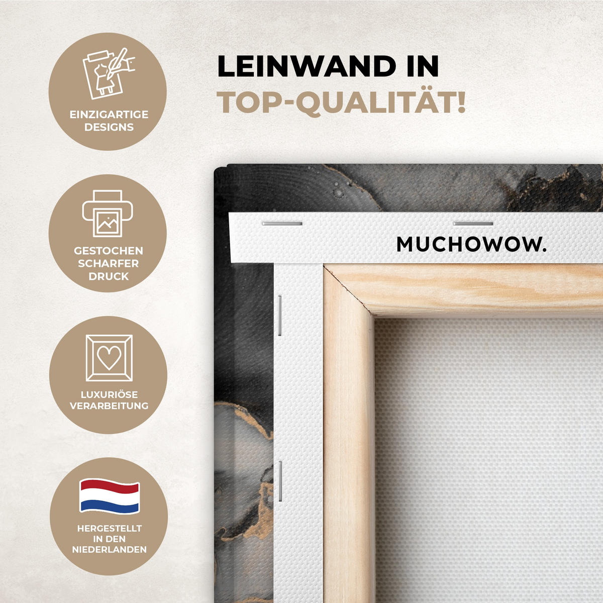 LEINWANDBILD Grau - Luxus - Gold - Marmor 20x20 cm - Dunkelgrau, Textil (20/20cm) - MuchoWow