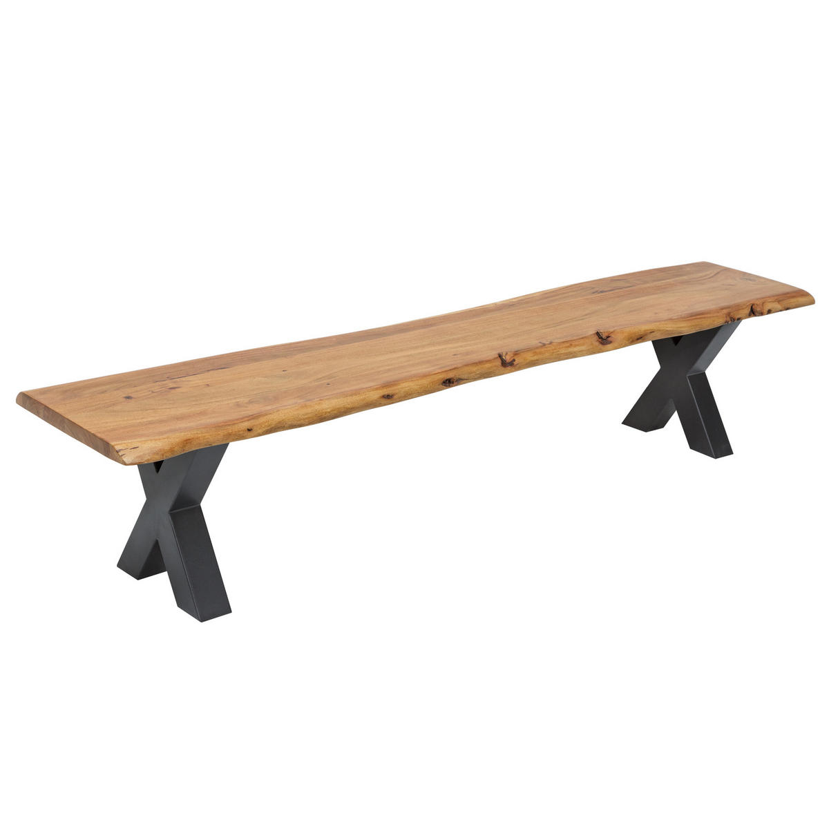 BANK MAMMUT NATURE Akazie Natur 160cm - Braun, Holz/Metall (160/45/40cm) - riess-ambiente