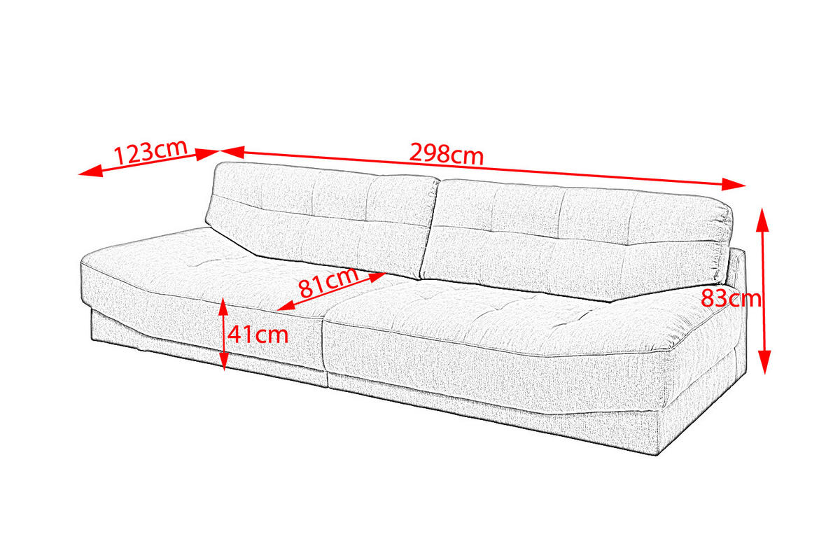 SOFA MOZZA Beige Webstoff - Beige/Schwarz, Kunststoff/Textil (298/83/123cm) - KAWOLA