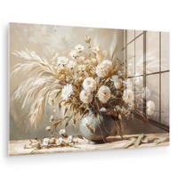 ACRYLGLASBILD Blumen - Vase - Stilleben - Beige 60x40 cm - Creme, Glas (60/40cm) - MuchoWow