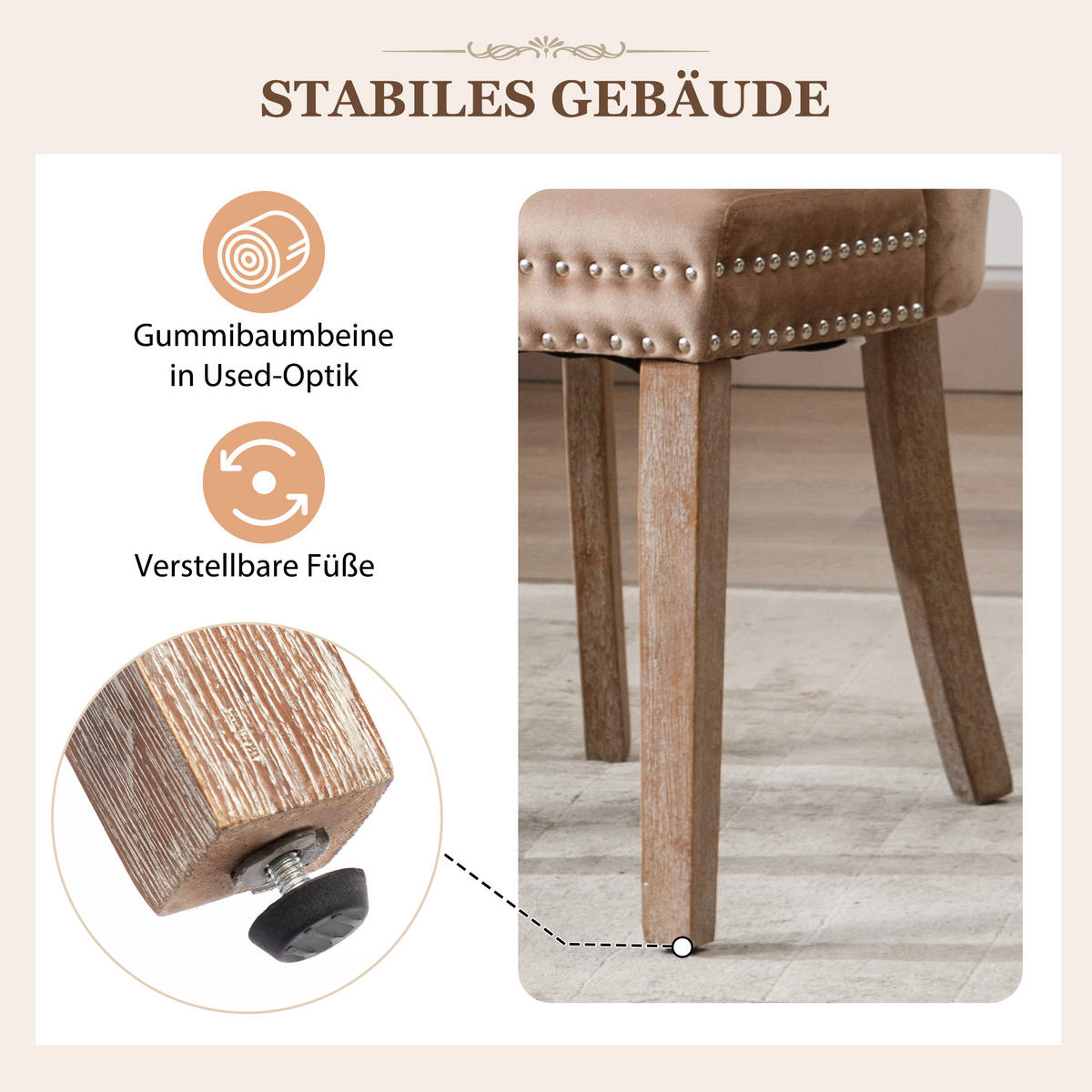 ESSZIMMERSTUHL 2er Set Samt Polster Massivholz Braun - Hellbraun, Holz (53/95/46.5cm) - FLIEKS