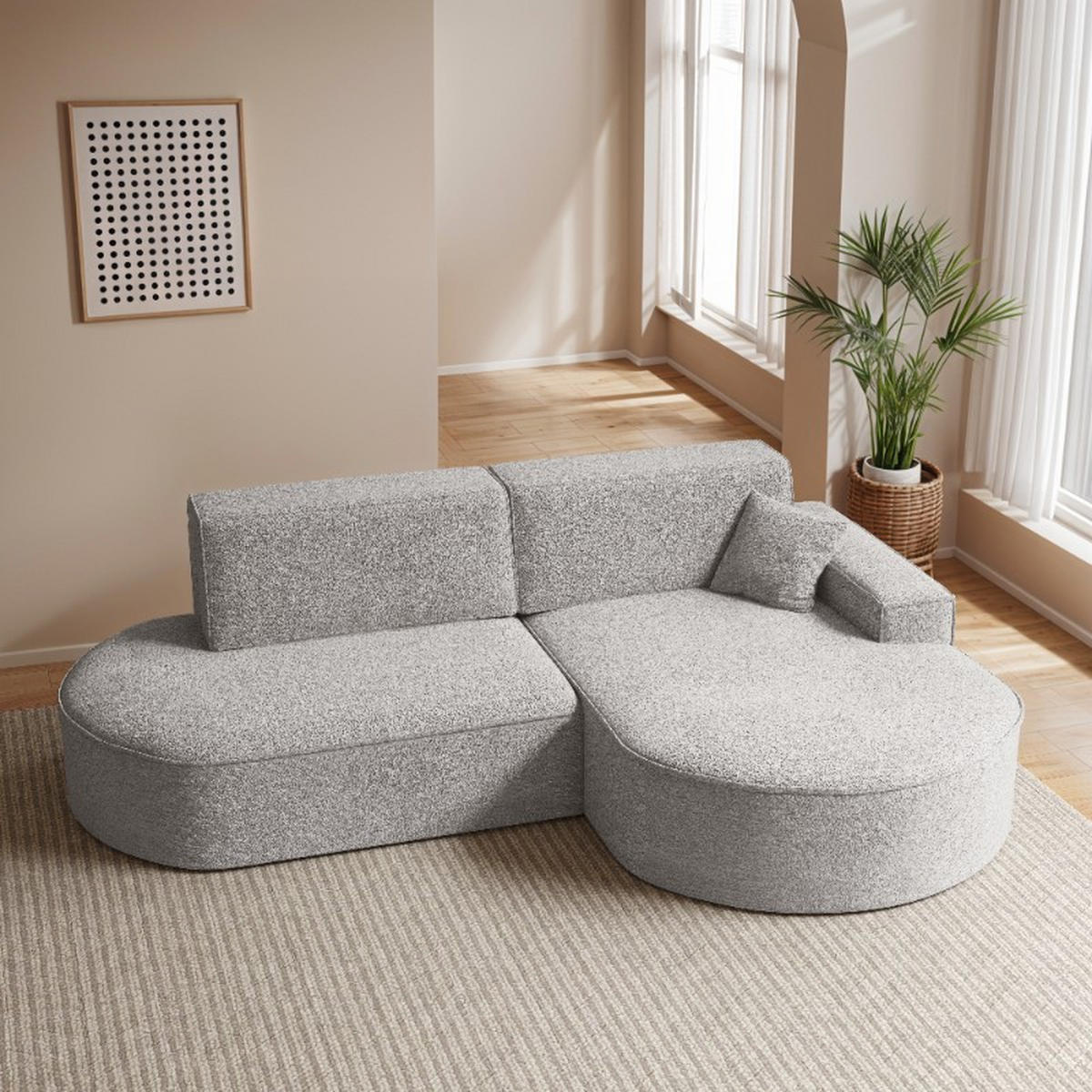 ECKSOFA Modena Pro - Komfort Und Stil stoff Arena Hellgrau Rechts - Hellgrau, Holz (278/179cm) - Kaiser Möbel