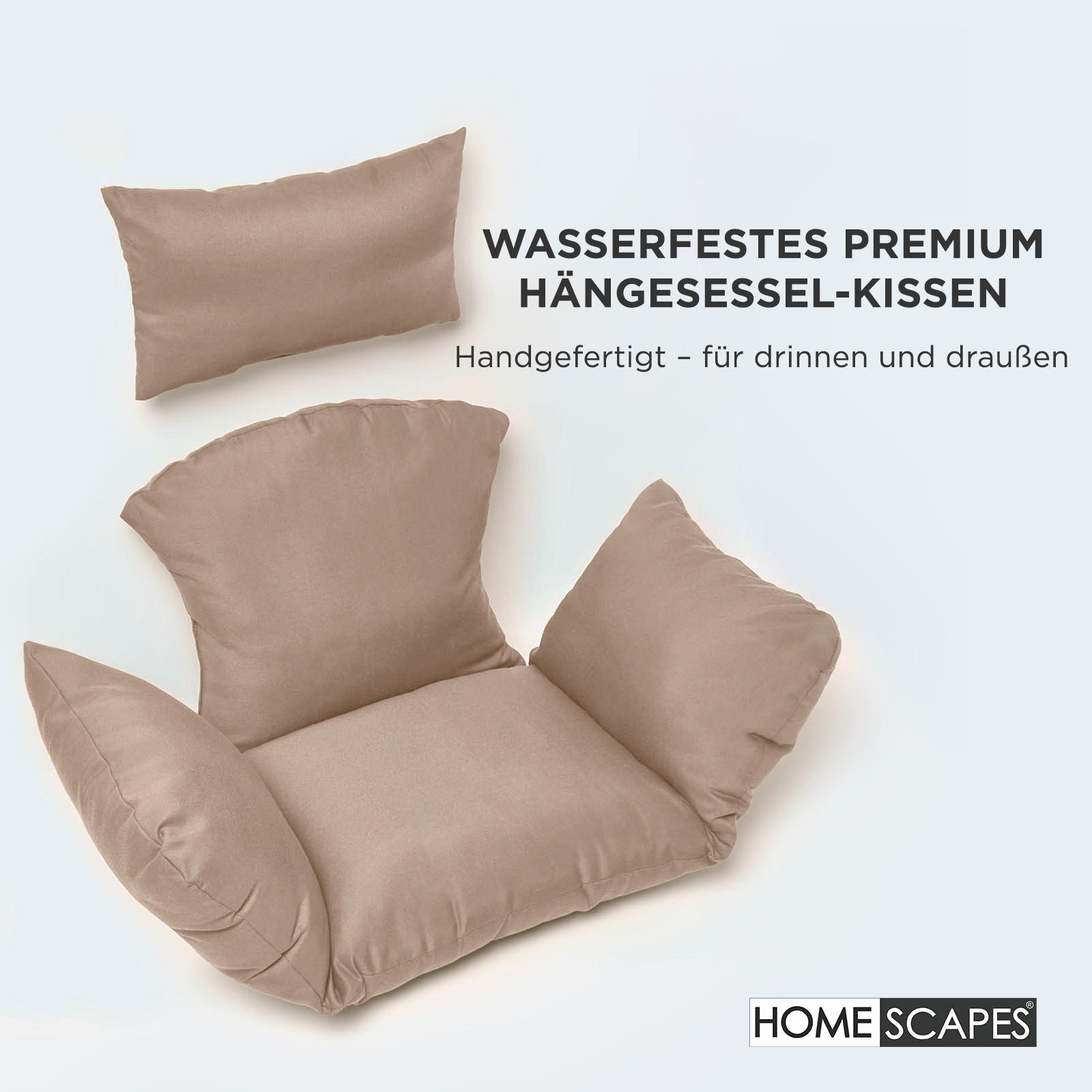 KISSEN für Hängesessel – wetterfest mit Kopfstütze - Beige, Textil (110/15/112cm) - Homescapes