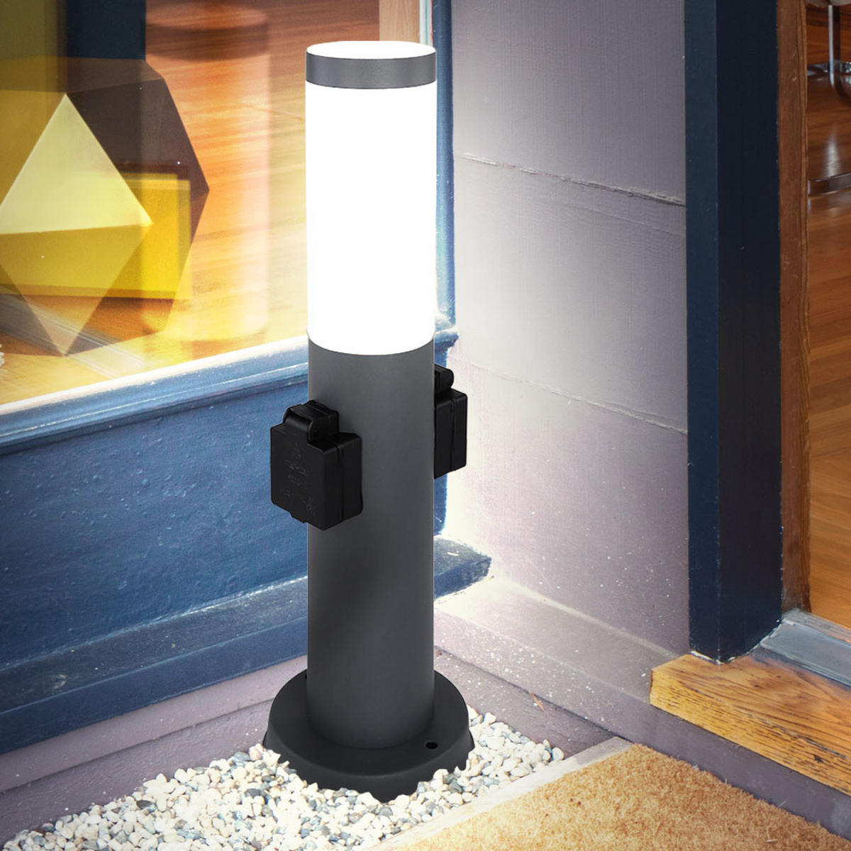 LED SOCKELLEUCHTE BOSTON Edelstahl Anthrazit - Anthrazit, Metall (12.7/12.7/45cm) - Globo Lighting
