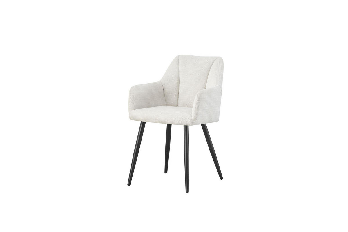 ARMLEHNENSTUHL Bella creme 2er Set - Creme/Schwarz, Textil/Metall (55/82/62cm) - Xonox