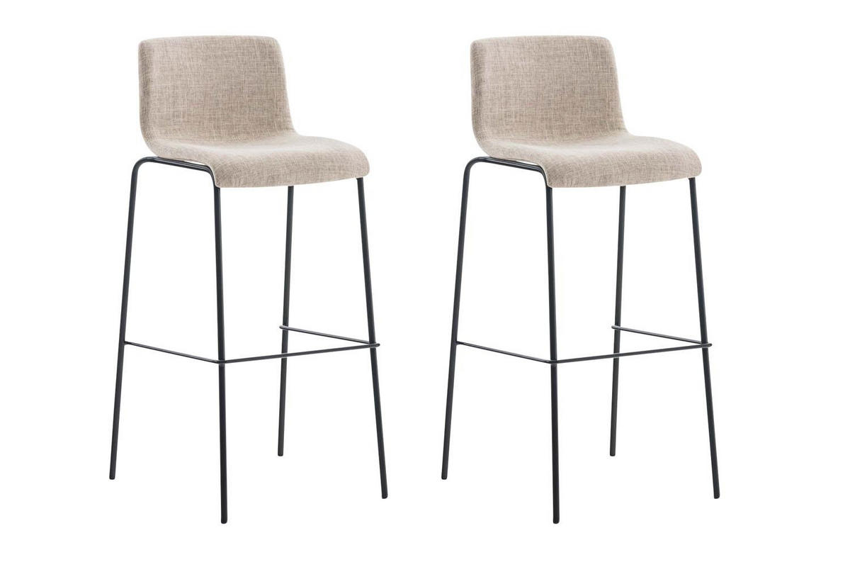 BARHOCKER 2er Set Stoff creme - Creme/Schwarz, Textil/Metall (43/100/48cm) - CLP