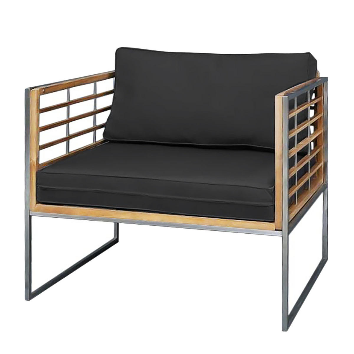 LOUNGESET - 6-teilig - Webstoff / Teak massiv - Anthrazit, Holz/Textil - home24