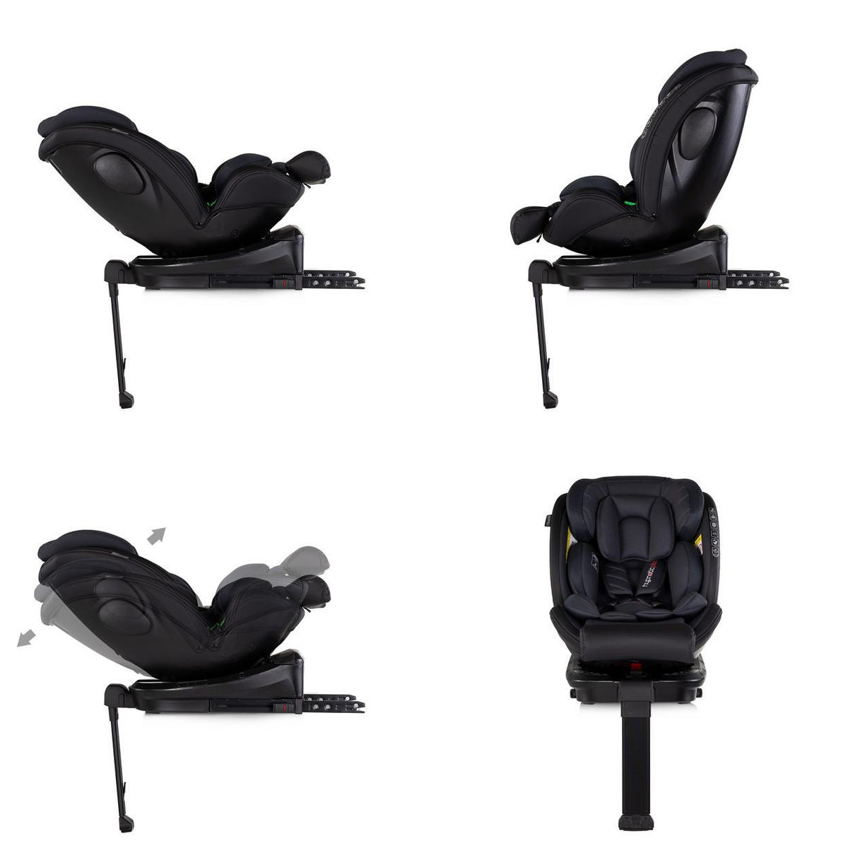 KINDERSITZ Hypnotic Plus schwarz i-Size (40-150cm) Stützfuß Isofix Kopfstütze - Schwarz, Kunststoff (45/77/52cm) - Chipolino