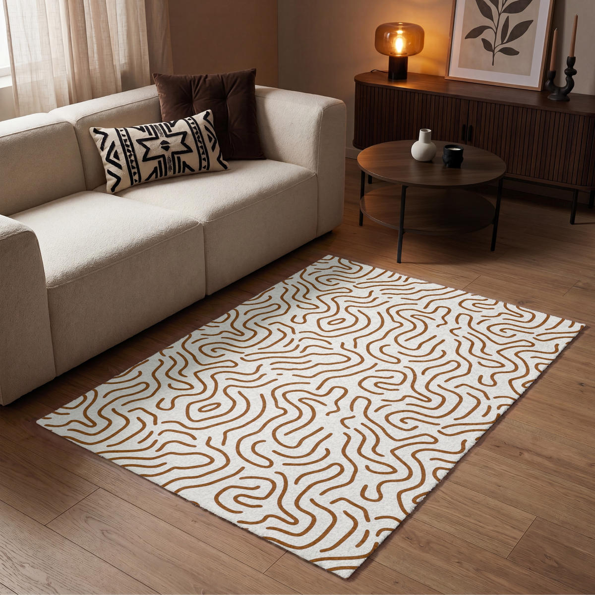 KOBERCE - Minimalistický - Vzor - Terakota - 120x180 cm - hnedá, textil/plast (120/0.4cm) - OnlyWow
