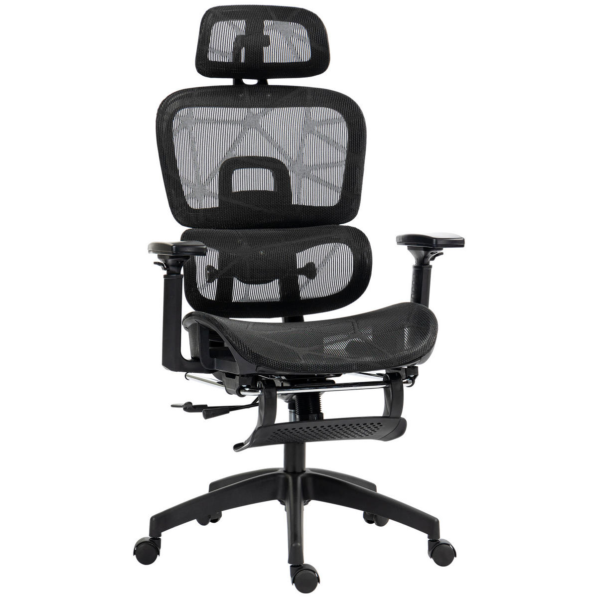 BÜROSTUHL Kopfstütze, Lendenwirbelstütze, Schwarz - Schwarz, Textil (66/122/64cm) - HOMCOM