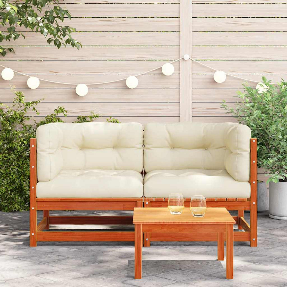 GARTENSOFA GYLOU 70/67/70 cm （2-SITZER） - Braun, Holz (70/67/70cm) - ZMH