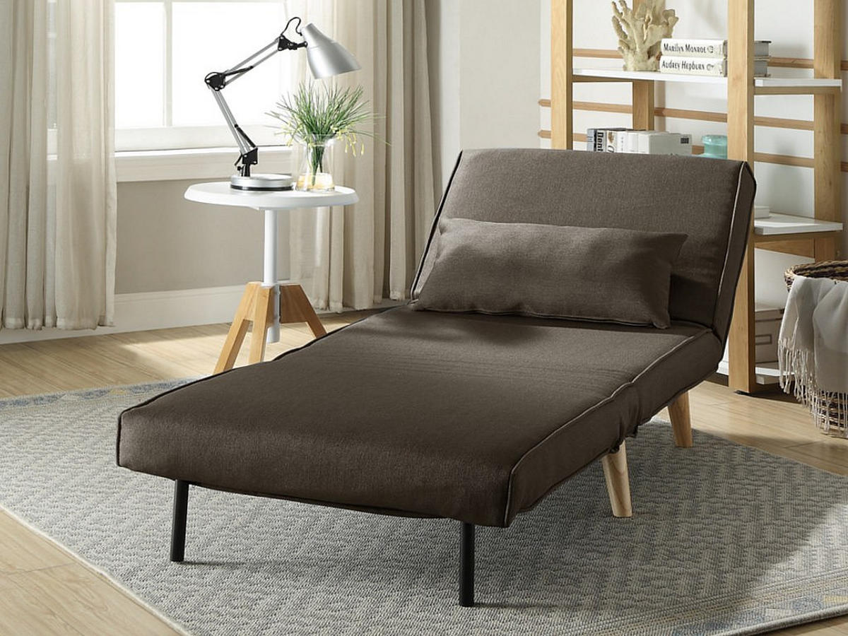 FUTONSESSEL - Stoff - Taupe - POSIO - Braun, Textil (74/75/78cm) - Vente-Unique