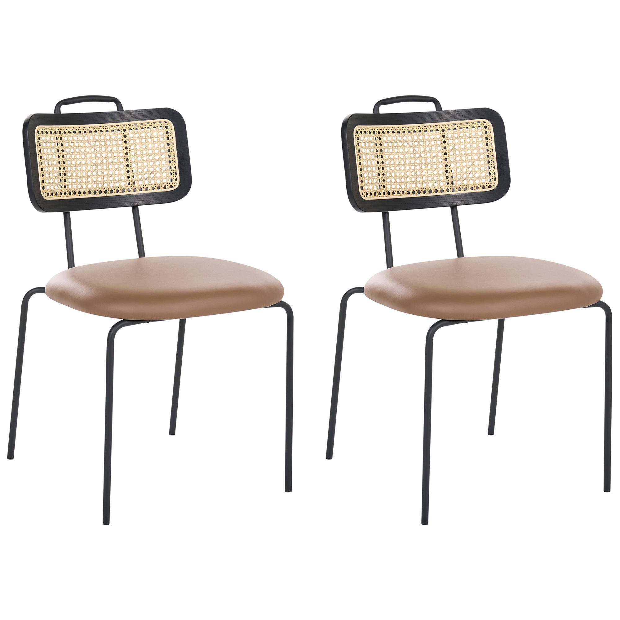 ESSZIMMERSTUHL 2er Set Metall Braun Adelanto - Braun, Kunststoff/Metall (48/81/58cm) - Beliani