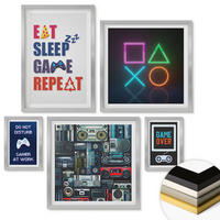 WANDBILDER 5er Set - 50x50 cm & 20x30 cm & 40x60 cm Silberner Rahmen - Spieleruntertitel - Silberfarben, Kunststoff (40/60cm) - ArtPrintCave