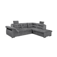 ECKSOFA mit Schlaffunktion und Bettkasten, verstellbare Armlehnen - Anthrazit, Textil (283/217cm) - ed exciting design