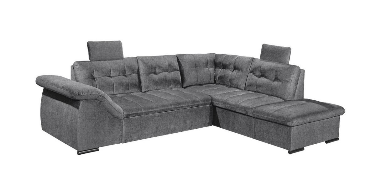 ECKSOFA mit Schlaffunktion und Bettkasten, verstellbare Armlehnen - Anthrazit, Textil (283/217cm) - ed exciting design
