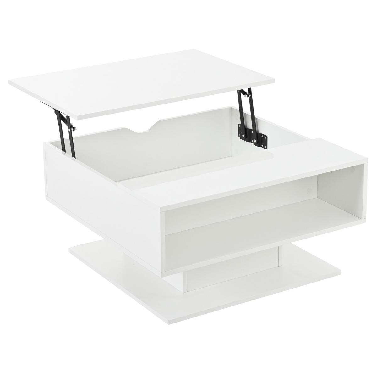 KONFERENČNÍ stolek 80/75/40 cm bílý z dřevotřísky se zdvižnou deskou a LED osvětlením - bílá, kompozitní dřevo (80/75/40cm) - OKWISH