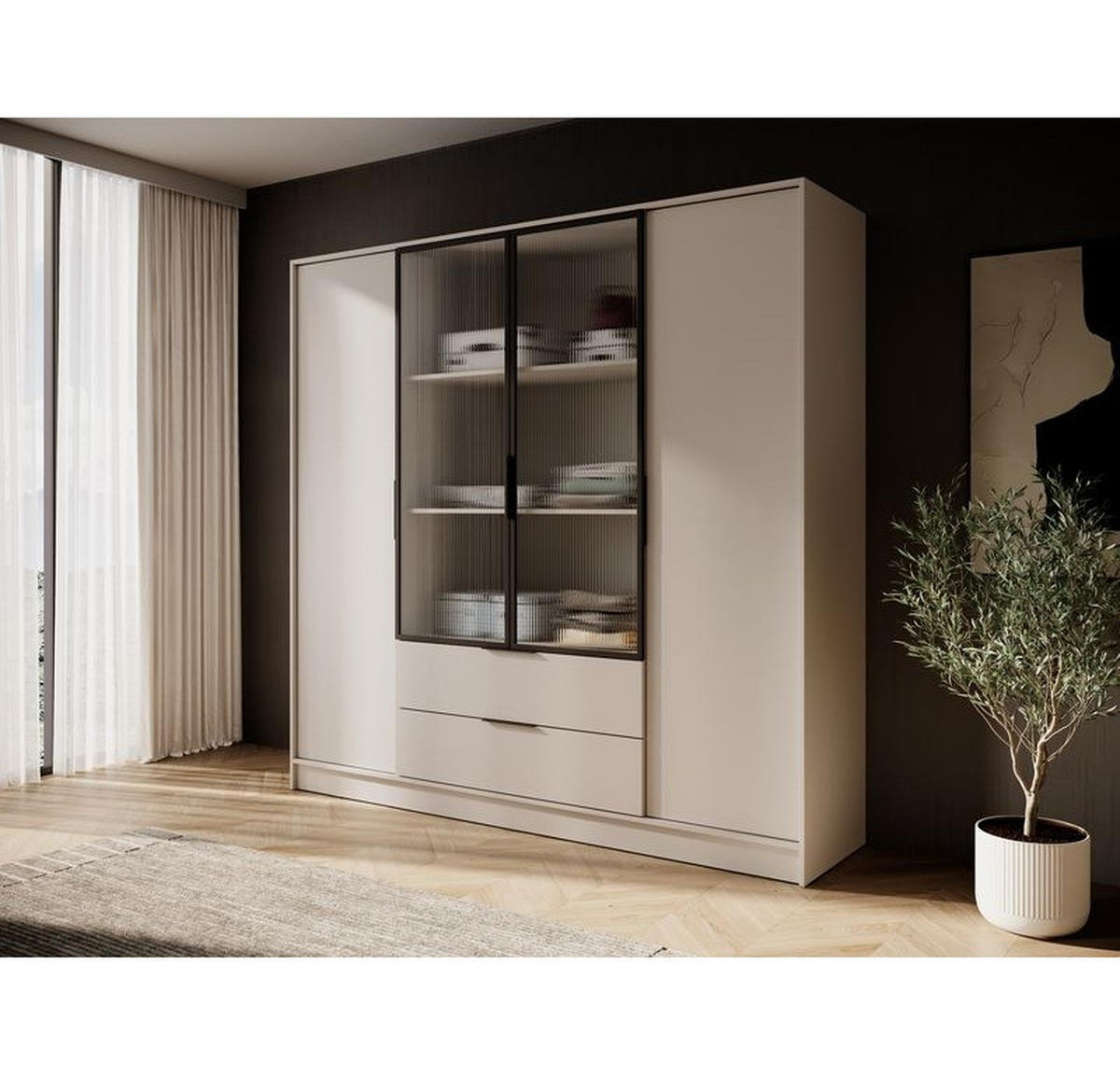 KLEIDERSCHRANK – 206 cm – Kelly – Kaschmir – KS-GEN0271 - Kaschmir, Holzwerkstoff (206/200/51cm) - hi-markt