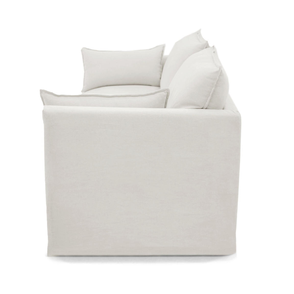 SOFA 3-SITZER Leinen und Baumwolle Weiß 206cm - Weiß, Textil (206/93/89cm) - Sia Home