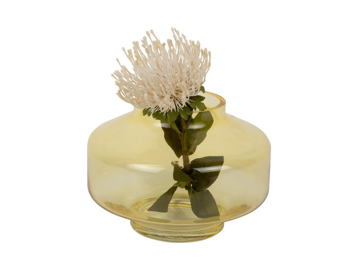 VASE Pasmoso Gelb 22/22/16.5 cm - Gelb, Glas (16.5cm) - Present Time