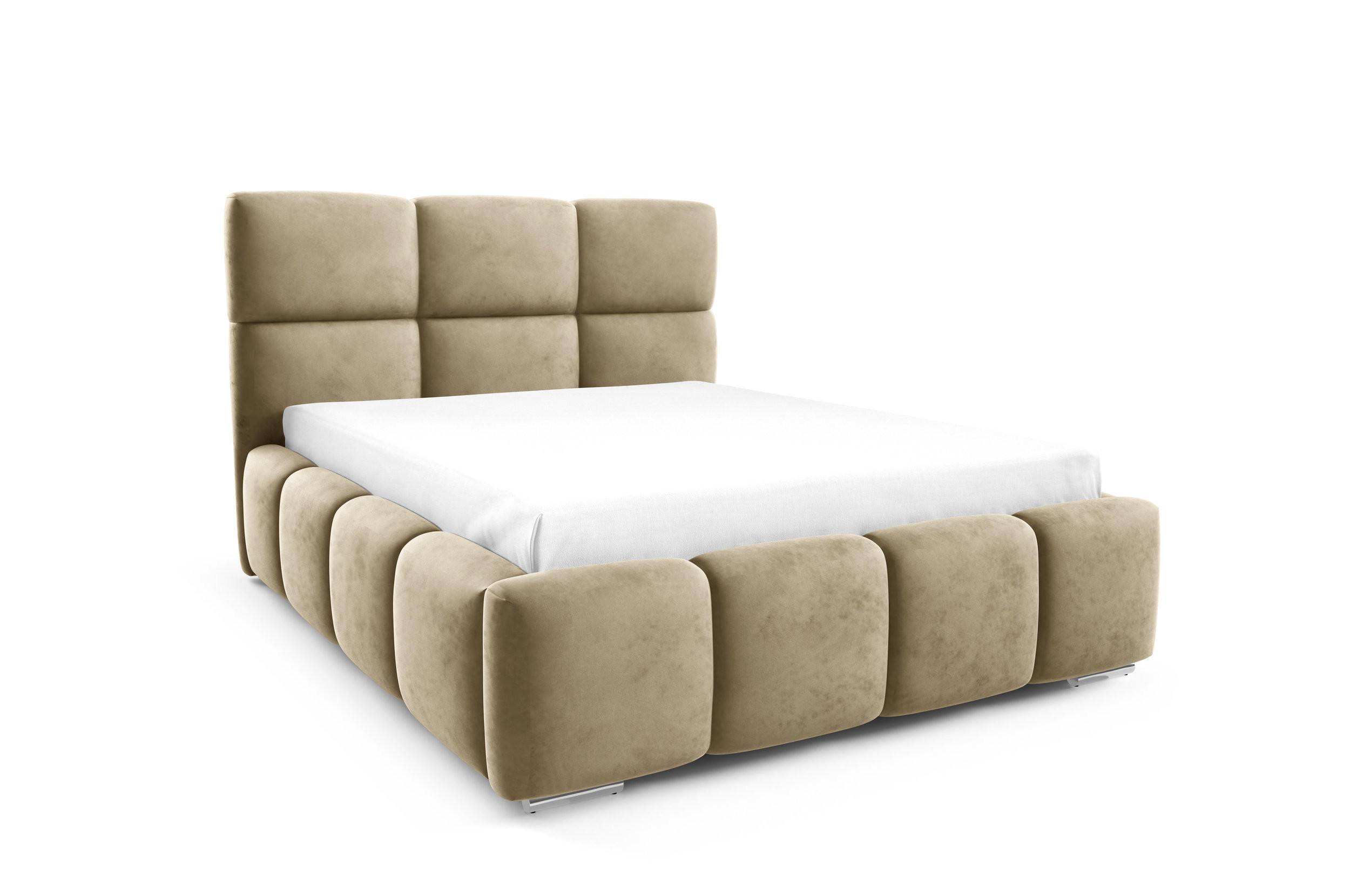 POLSTERBETT TRIO, 180x200 cm, Doppelbett mit Bettkasten, Velourstoff, Frabe: Braun - Braun, Holz/Kunststoff (180/200cm)