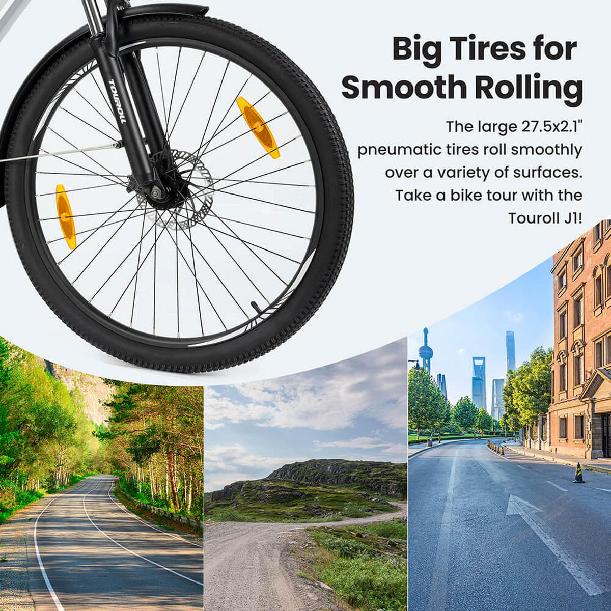 E-BIKE Touroll J1 – kraftvoller Motor, großer Akku, Komfort für Pendler Touren - Graphitfarben, Metall (78cm) - Touroll