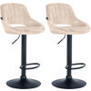 BARHOCKER 2er Set Samt creme - Creme/Schwarz, Textil (47/85/48cm) - CLP