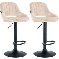 BARHOCKER 2er Set Samt creme - Creme/Schwarz, Textil (47/85/48cm) - CLP