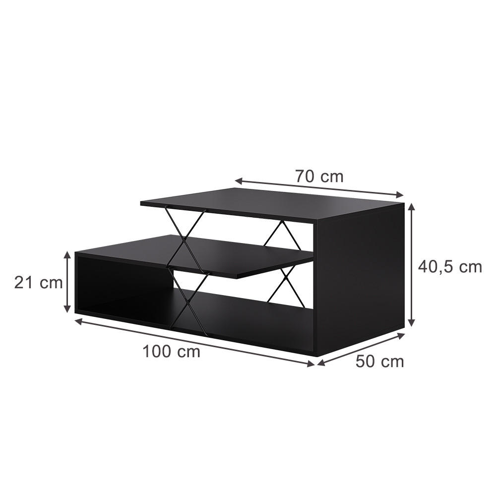 COUCHTISCH Nario Schwarz 100 x 50 cm - Schwarz, Holzwerkstoff (50/100/40.5cm) - Vicco