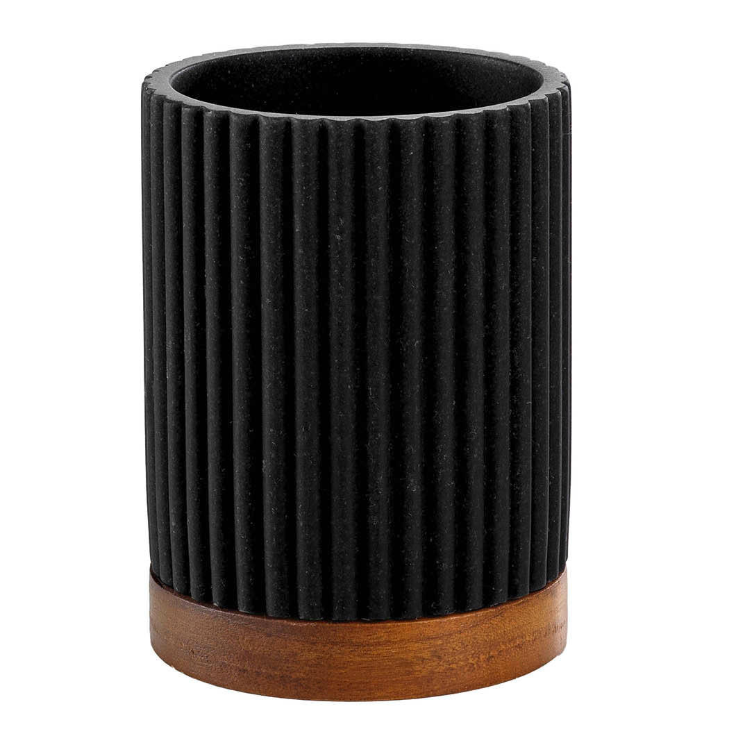 BADBECHER mit Akazienholz Niagara 8/8/10,8 cm - Schwarz, Kunststoff (8/10.8/8cm) - Douceur d´intérieur