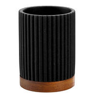 BADBECHER mit Akazienholz Niagara 8/8/10,8 cm - Schwarz, Kunststoff (8/10.8/8cm) - Douceur d´intérieur