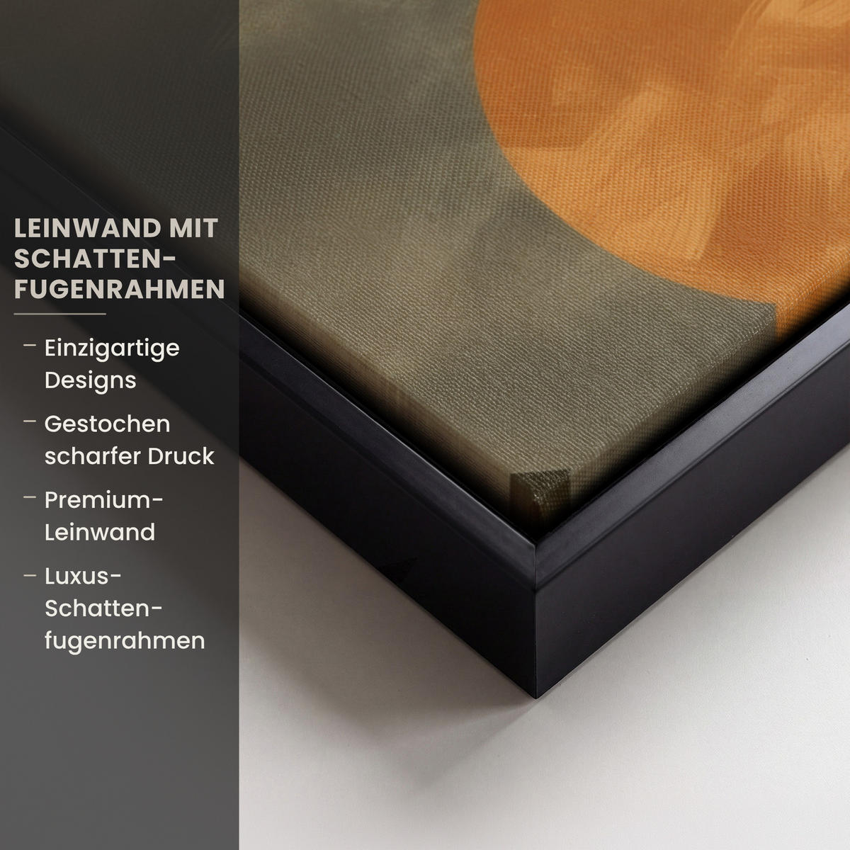 LEINWAND Bilder mit Rahmen - Formen - Rund - Blätter - Beige - 50x70 - Rostfarben, Textil (50/70cm) - MuchoWow
