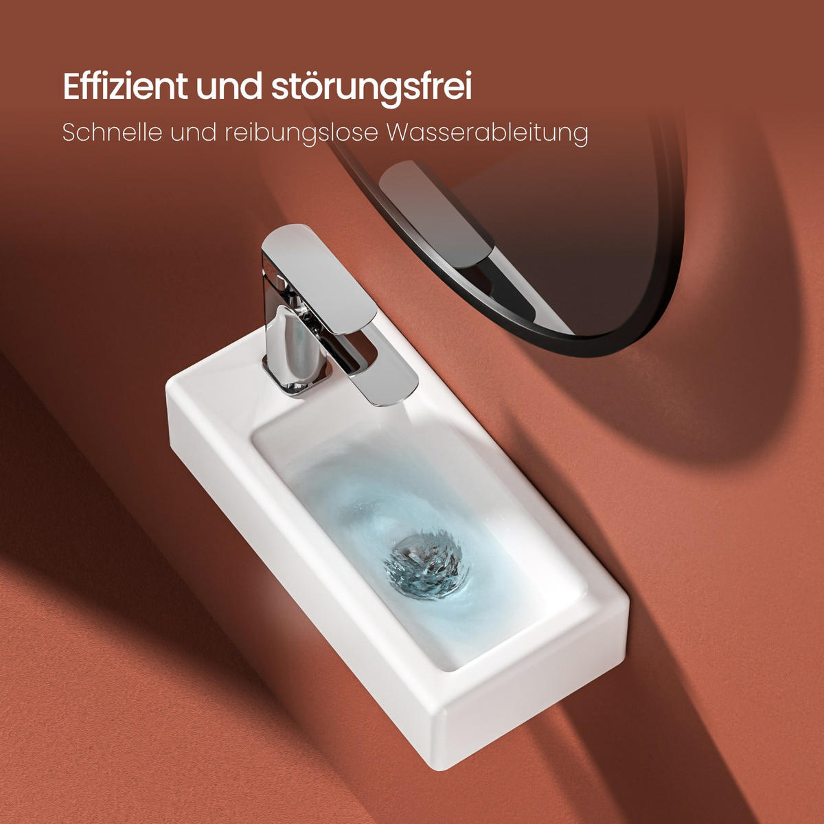 WASCHBECKEN Rechteckig Mit Hahnloch rechts Weiß 36,5 / 18 / 9 cm - Weiß, Keramik (18/9/36.5cm) - EMKE