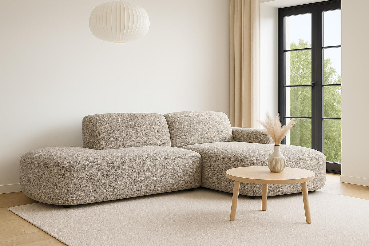 ECKSOFA Cursal Atelier, Stoff Artico, Beige, Rechts - Beige, Holz (284/166cm) - Kaiser Möbel