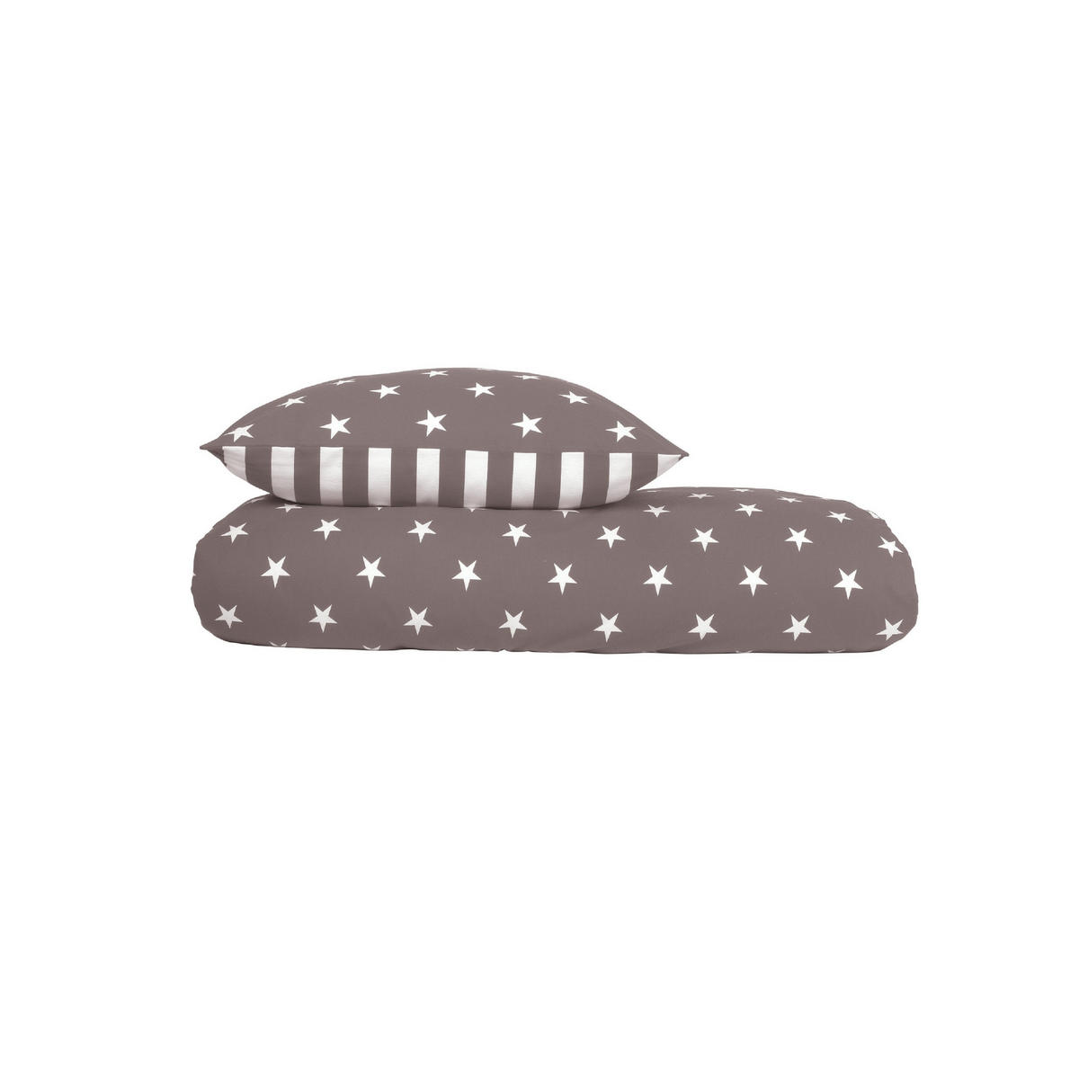 BETTWÄSCHESET Sterne - Feinbiber - 2-teilig - 155 x 220 cm - Taupe - Taupe, Textil (155/220cm) - SCHIESSER