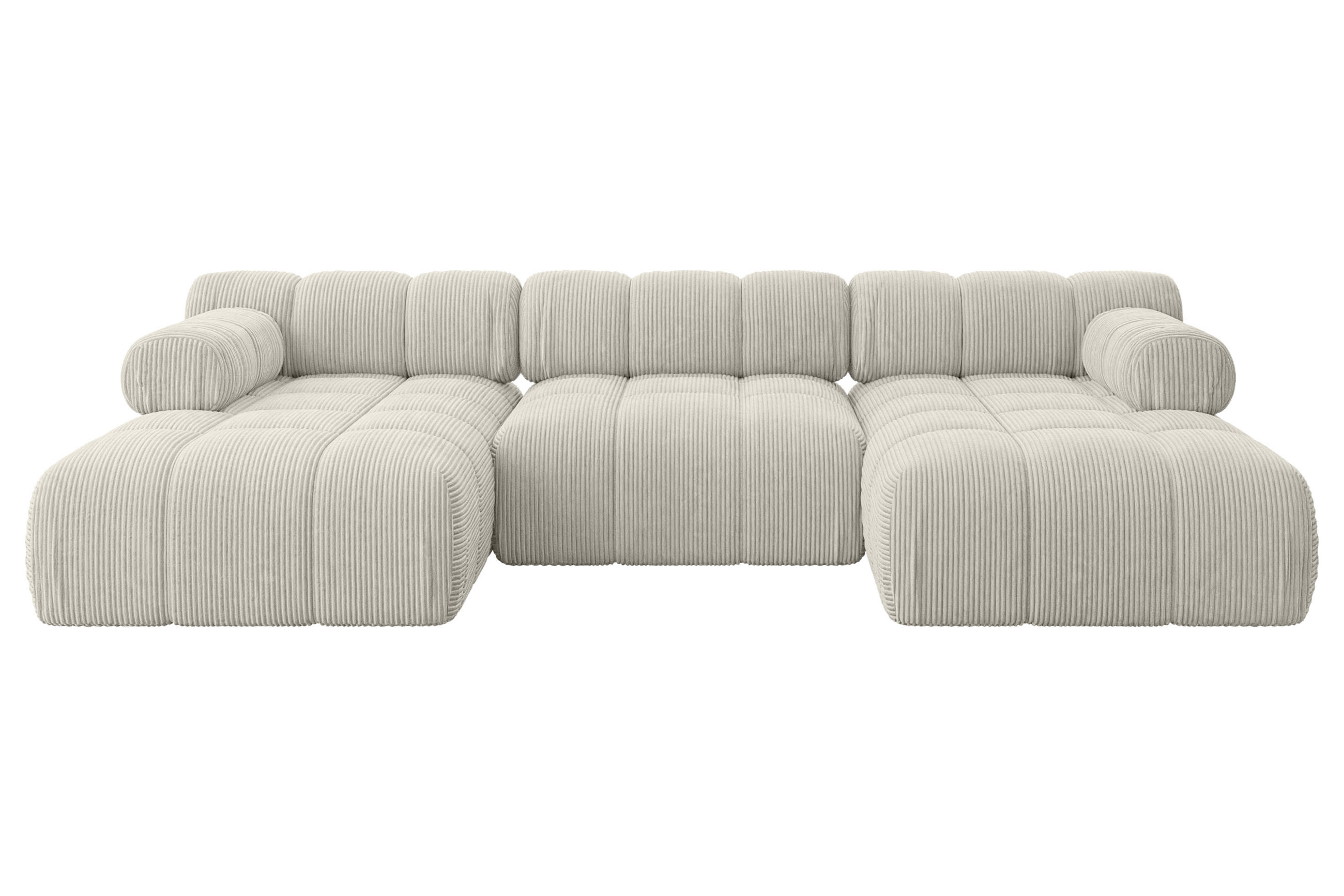 WOHNLANDSCHAFT modulares Sofa Tesso-U1 - 285x160x70 cm Hellgrau Cord - Hellgrau, Holzwerkstoff/Textil (285/70/160cm) - ALTDECOR