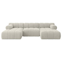 WOHNLANDSCHAFT modulares Sofa Tesso-U1 - 285x160x70 cm Hellgrau Cord - Hellgrau, Holzwerkstoff/Textil (285/70/160cm) - ALTDECOR