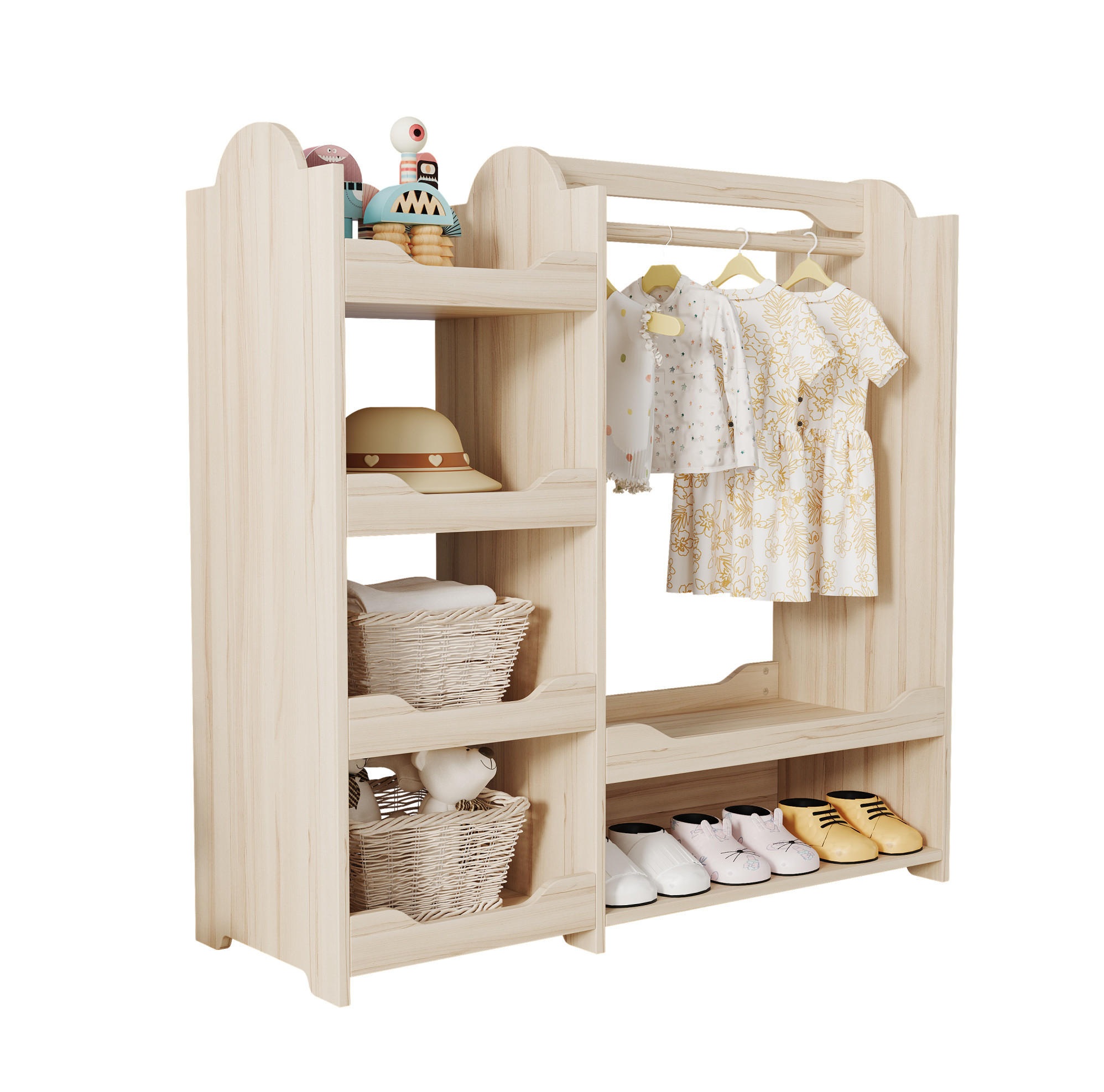 GARDEROBE 110/110/39 cm Natur aus MDF mit Kleiderstange und 4 Regalen - Naturfarben, Holzwerkstoff (39/110/110cm) - OKMYHOME