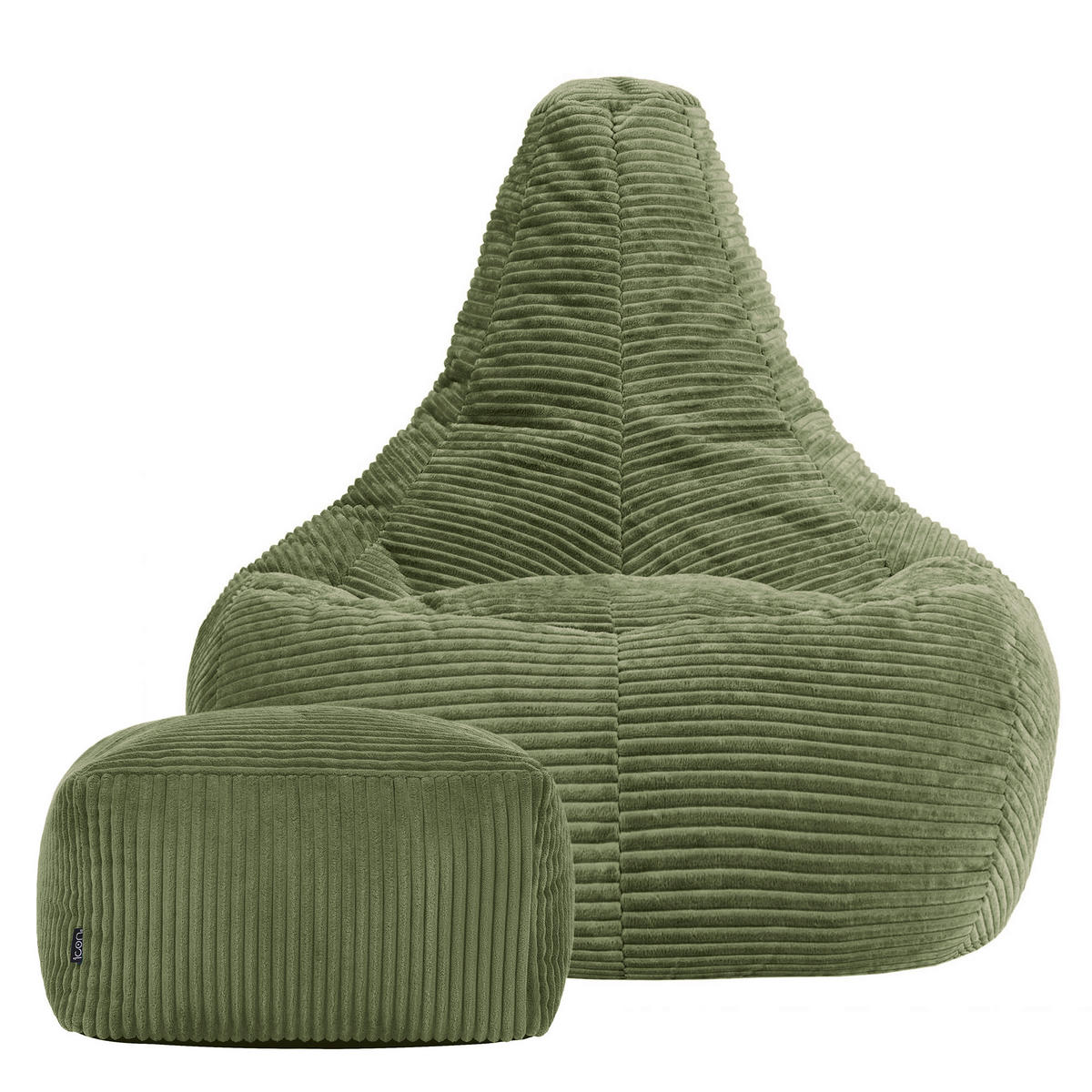 SITZSACK mit Hocker Dalton XXL Cord - Salbeigrün, Textil (94/40/92cm) - icon